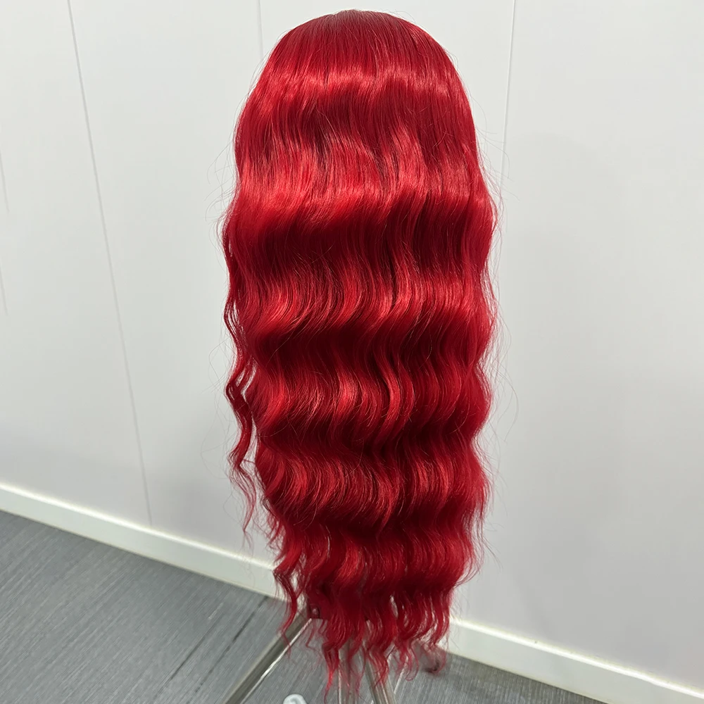 Red Loose Curly Lace Front Wig for Women, Natural Wave