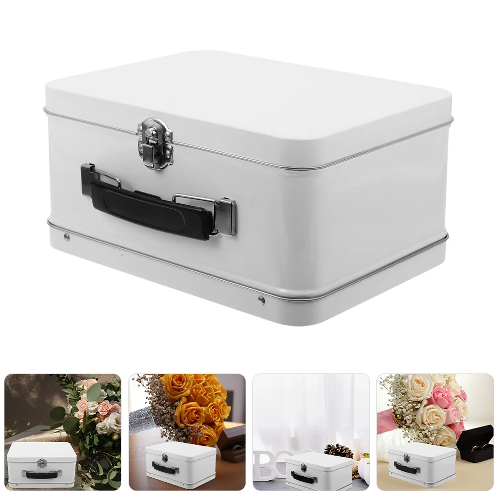 

2 Pcs Clear Ornaments Gift Box Vintage Suitcase Prop Mini Hard Zipper Storage Bins Decorative Boxes Bride