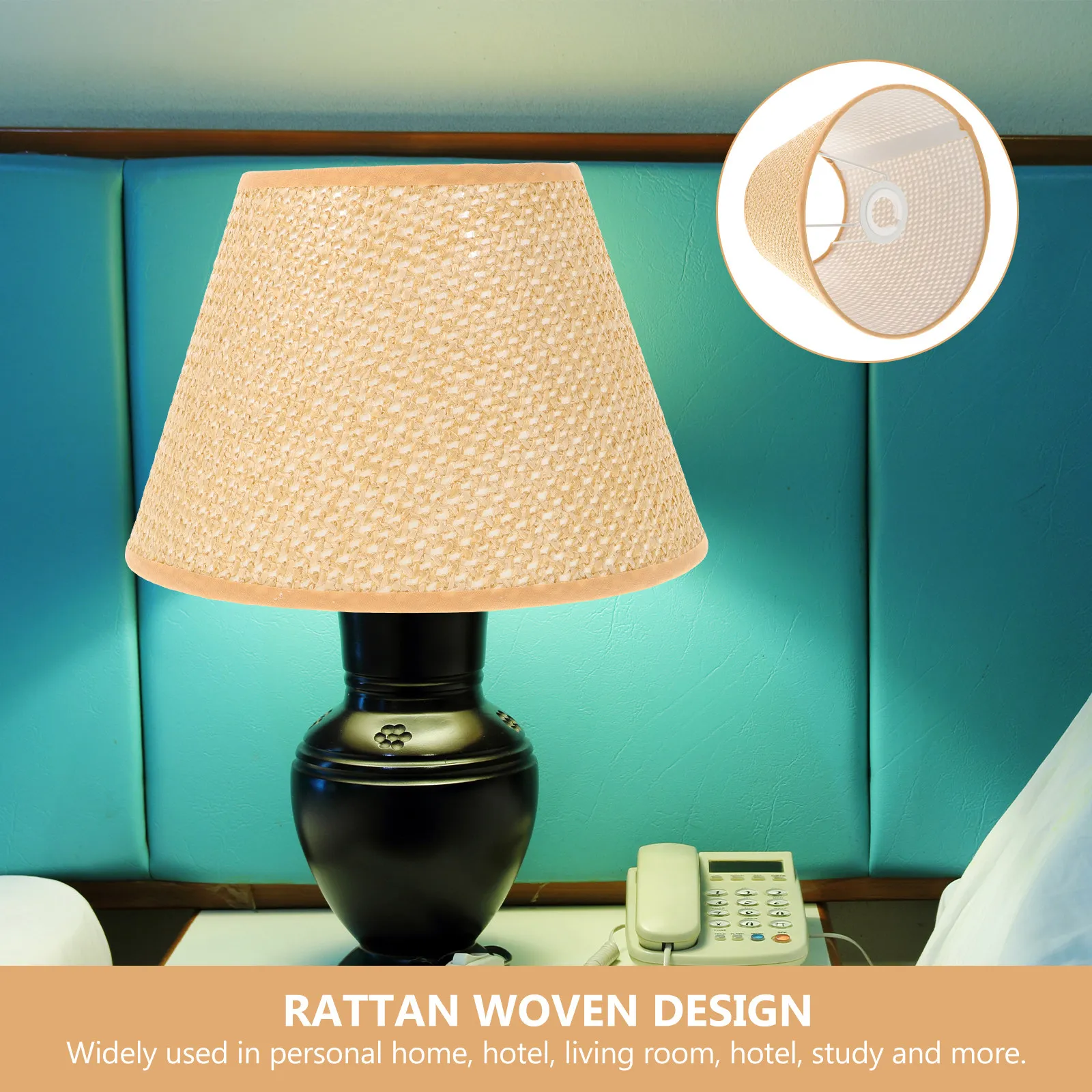 Woven Lampshade Table Lamp Cover Replacement for Desk Bedside Light Elegant Rattan Design Soft Light Diffuser Decor