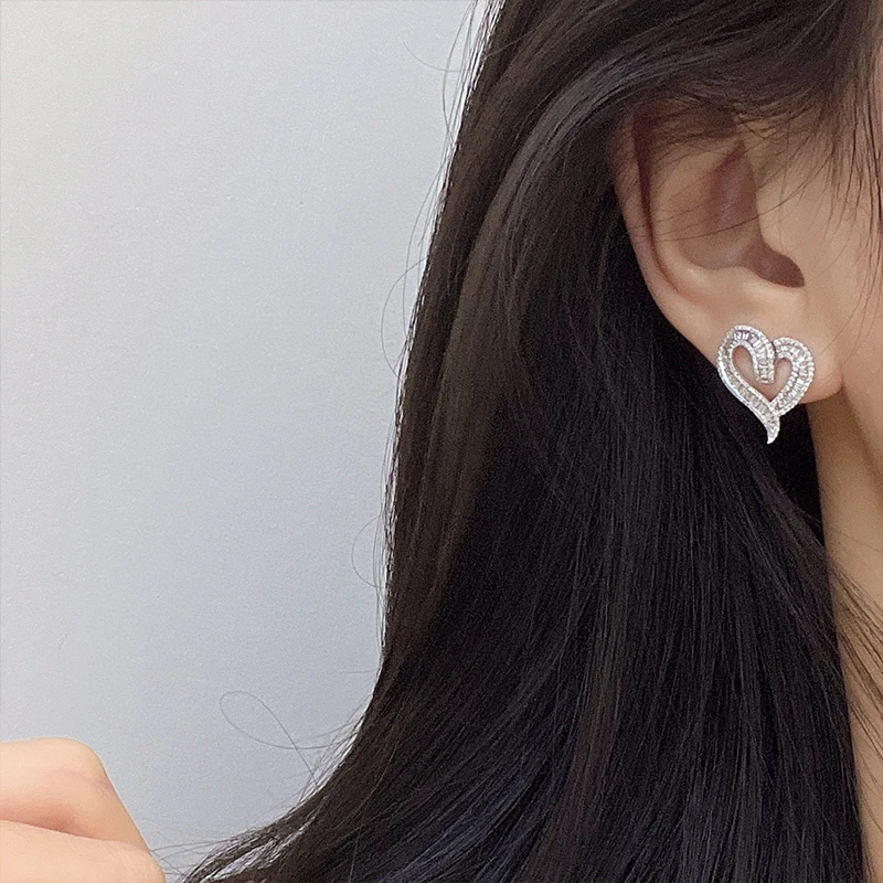 Aazuo Heart Shape 18K White Gold Real Diamonds 1.0ct Fairy luxury Stud Earring Gifted For Women Advanced Wedding Party Au750