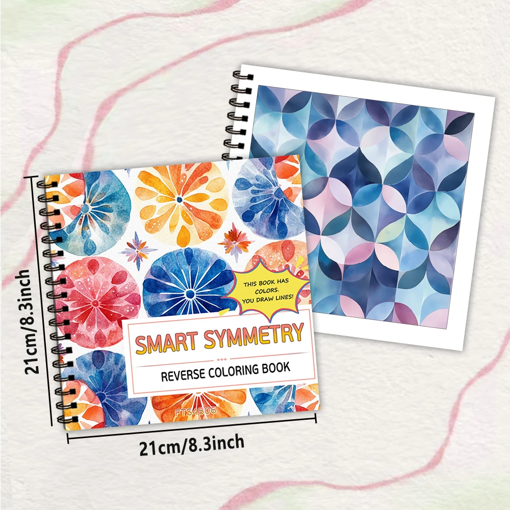 1pc Symmetrical Reverse Coloring Book, 30 Thick Pages 100gsm, Relaxing Creative Line Activities, Perfect Gift for Family Friends