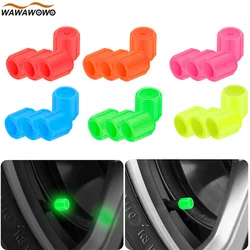 4Pcs Universal Fluorescent Car Tire Valve Caps Air Valves Stem Caps Pressure Caps for Cars Motorcycles SUV Trucks Bicycles