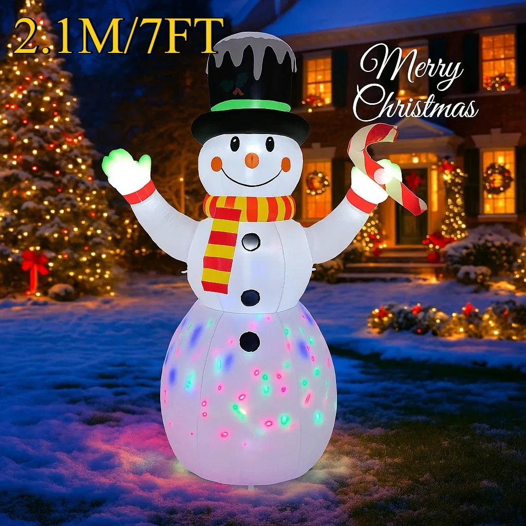 2,1 м/7 футов рождественские украшения в виде снеговика, домашняя надувная игрушка со светодиодной подсветкой, рождественские украшения для двора, товары для декора, уличный декор для газона