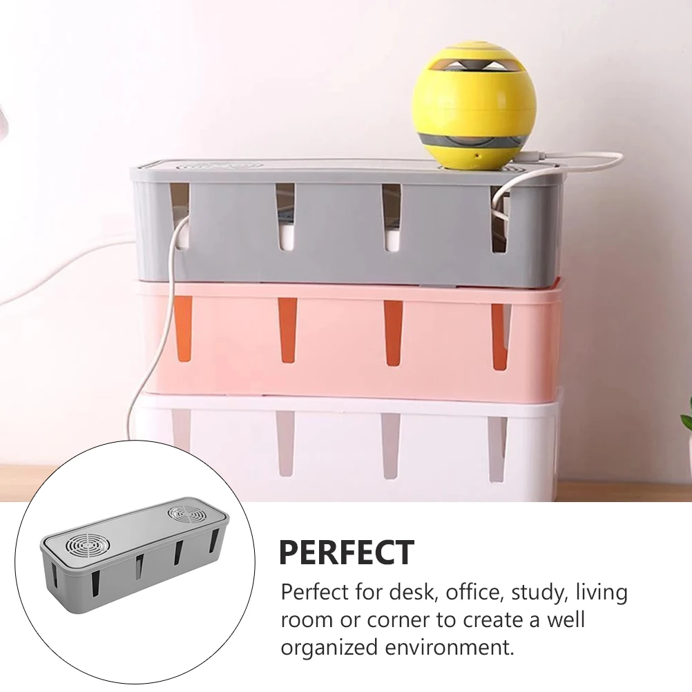 

1Pcs Cable Organizer Box Plastic Socket Holder Grey Indoor Use Wire Storage Case Charging Cable Holder Socket Protection Box