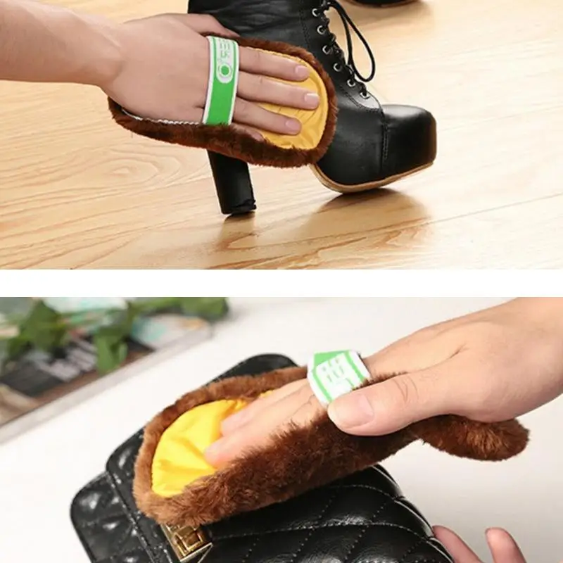 4pcs Shoes Polishing Glove Multifunctional Leather Shoe Polishing Cleaning Cloth Portable Soft Plush Shoes Shine Cloth Handheld