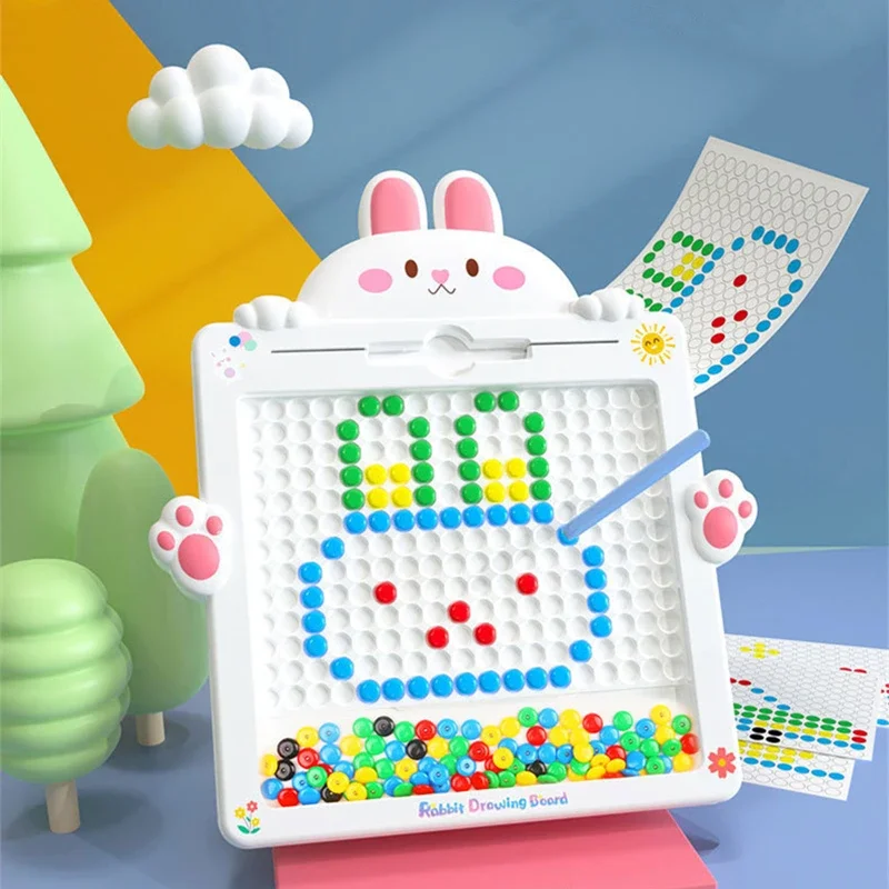 子供用磁気お絵かきボードおもちゃ漫画ウサギマグネットビーズお絵かきタブレット赤ちゃんモンテッソーリ早期教育玩具