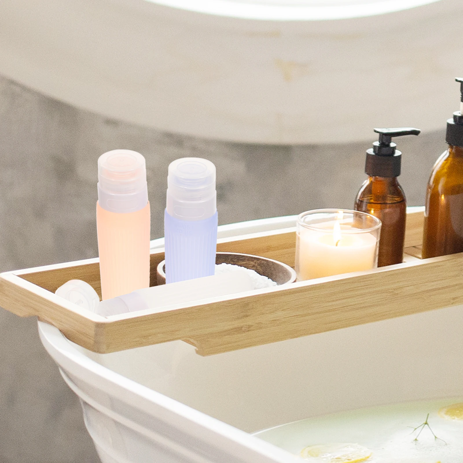 

4pcs Silicone Travel Bottles Leak Proof Portable Shampoo Conditioner Containers Reusable Toiletries Subpack Set