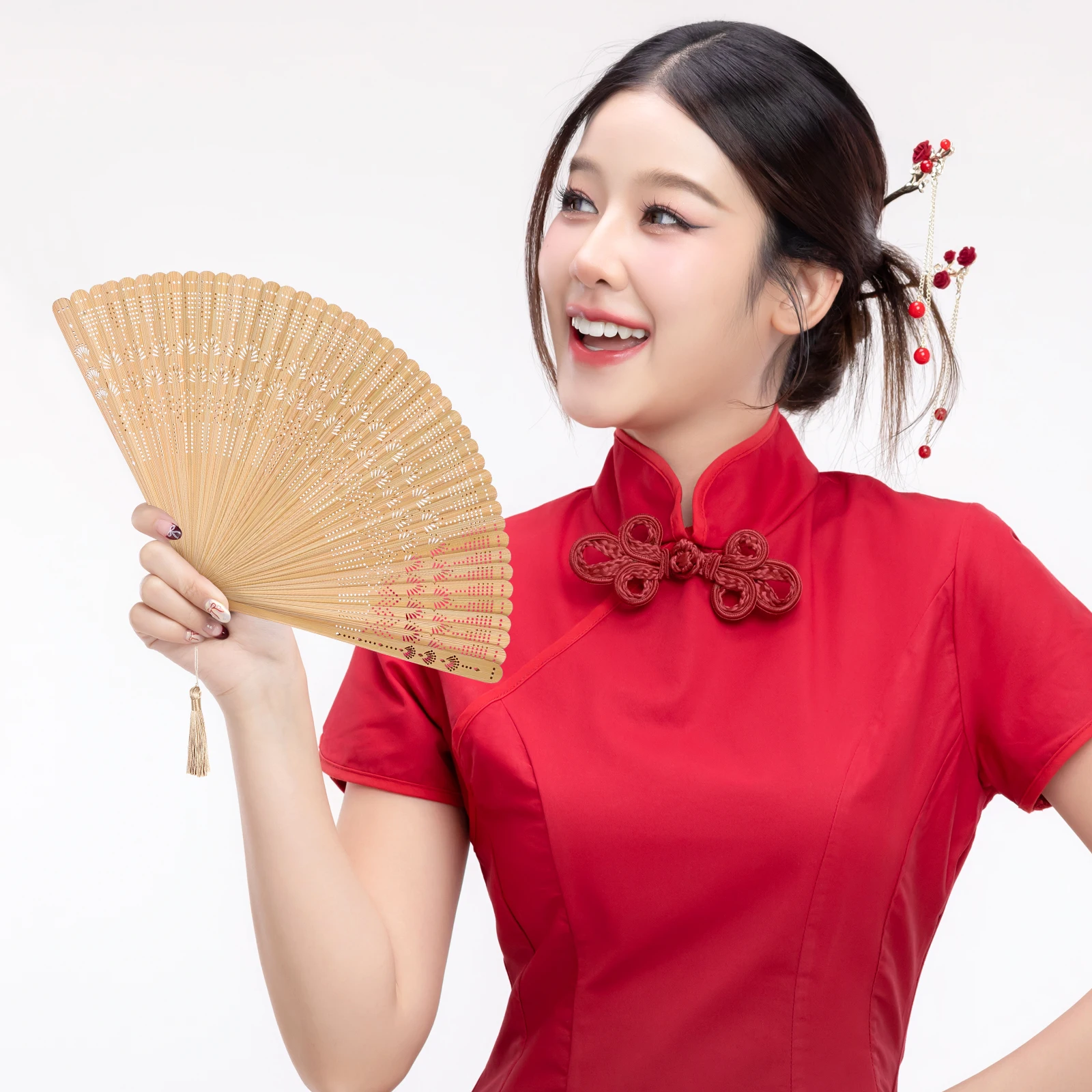 

Bamboo Hand Fans Folding Fan High Quality Collapsible Brown for Women Travel Vintage Performance Stage Show Accessories Prop