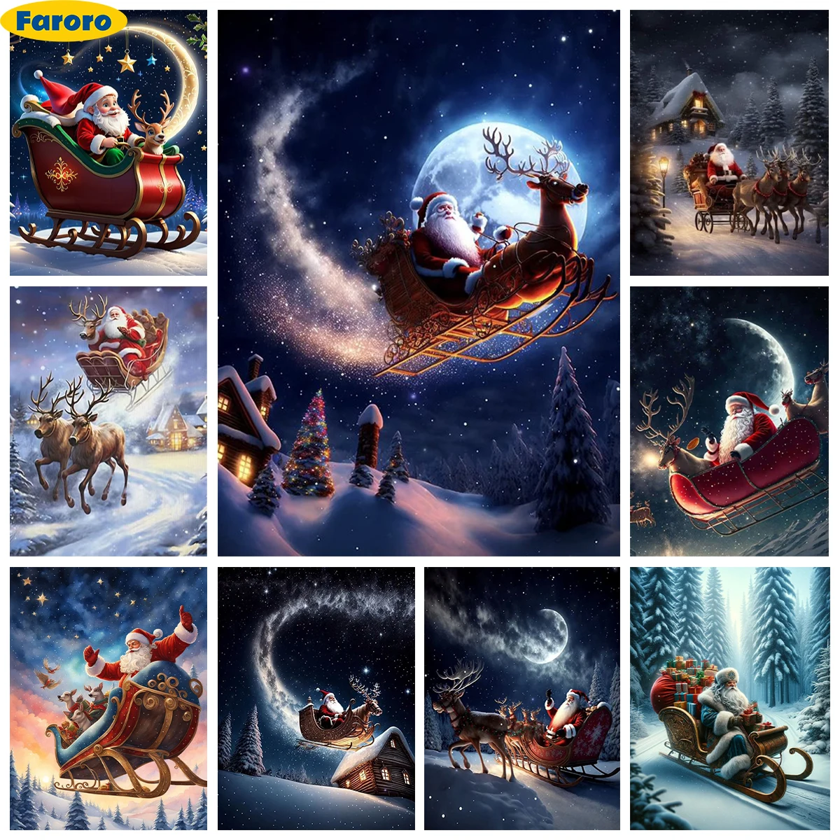 

Sled 5D Diamond Painting Christmas Sleigh Diy Diamond Embroidery Cross Stitch Christmas Home Wall Decor Hand Festival Child Gift