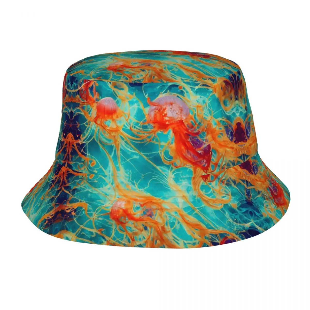 Underwater Colorful World Jellyfish Unisex Bucket Hat Personalized Summer Travel Beach Hat