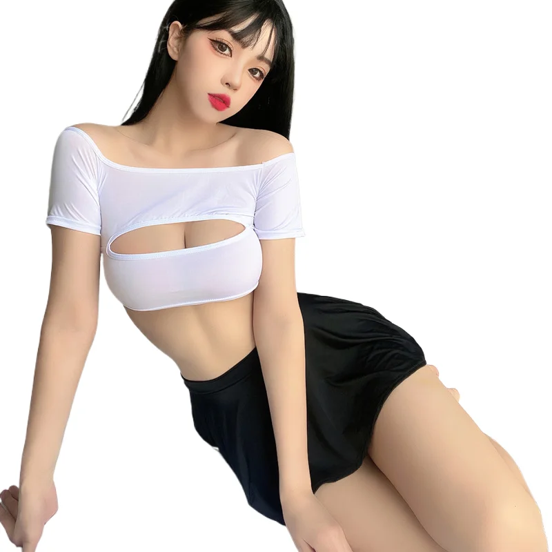 

Erotic Crotchless Lingerie Women French Apron Maid Dress T Panties Set Cosplay Lolita Uniform Sexy Costumes Porno Underwear Set