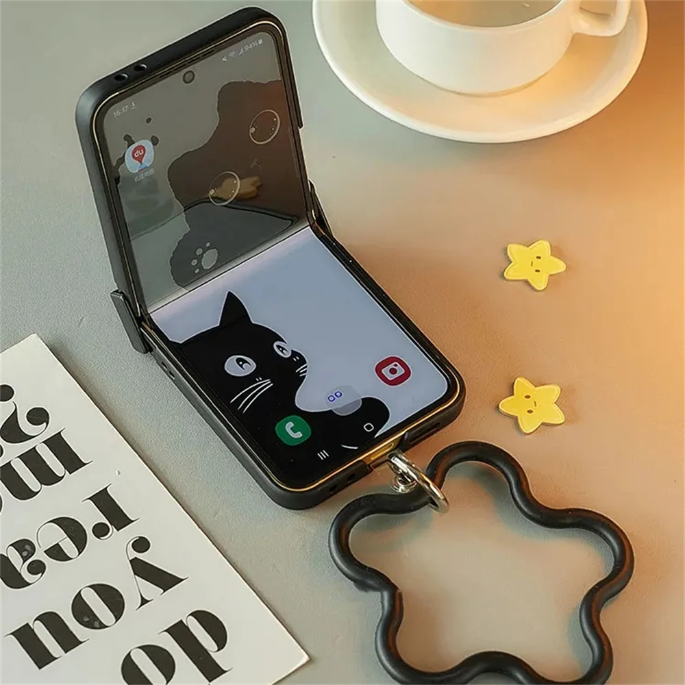 Korean Japan Cute Cat Ears Black Phone Case For For Motorola Razr 60 50ultra Razr 40 Ultra For Samsung Galaxy Z Flip 7/6/5/4/3 - náhled 6