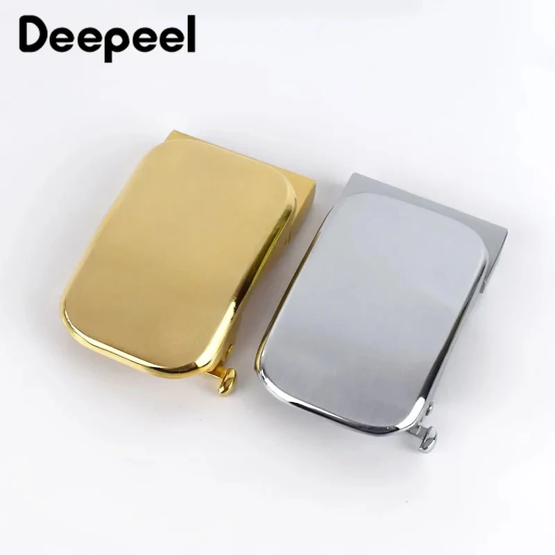 33-34mm Deepeel Solid Brass Stainless Steel Belt Buckles Brushed Metal Automatic Buckle Men Waistband Belts Head Leather Craft