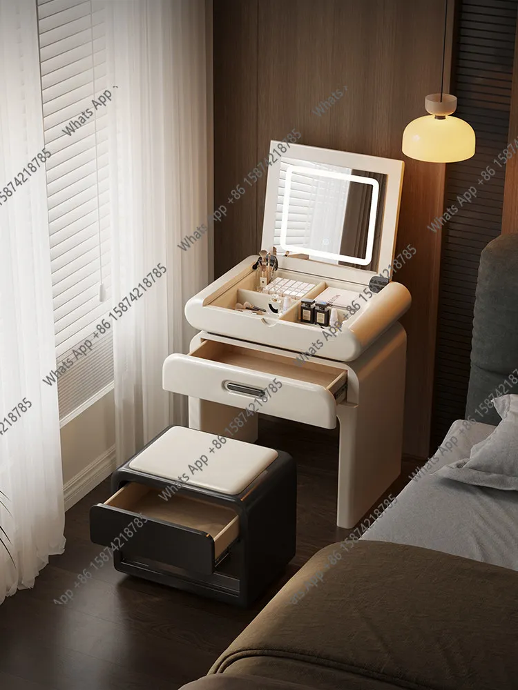 M A6 Dresser Light Luxury Small Apartment Bedroom Bedside Table New Solid Wood Clamshell Cosmetic Table Cabinet