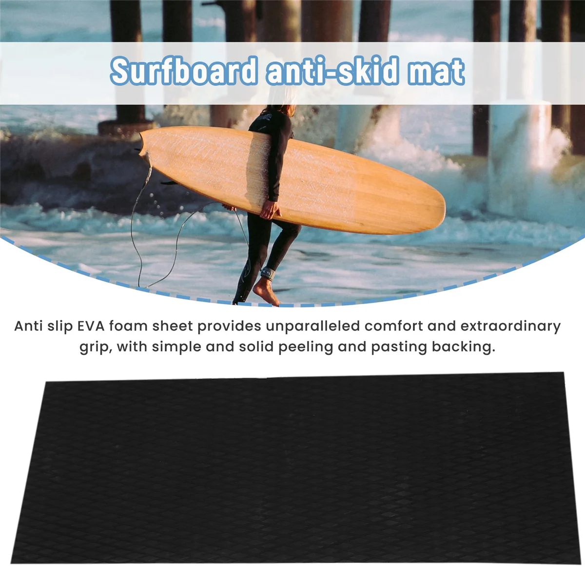 Water Scooter Non-Skid Marine Flooring Synthetic Eva Foam Sheet 37X92Cm Jet-Ski Black Surfboard Mat Watercraft Skis Slip