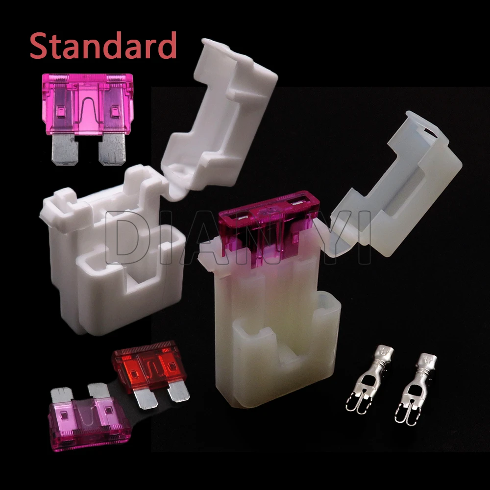 

1 Set AC Assembly Standard Fuse Box Assembly White Auto Insurance Connector Blade Type Fuse Holders with Crimp Terminal