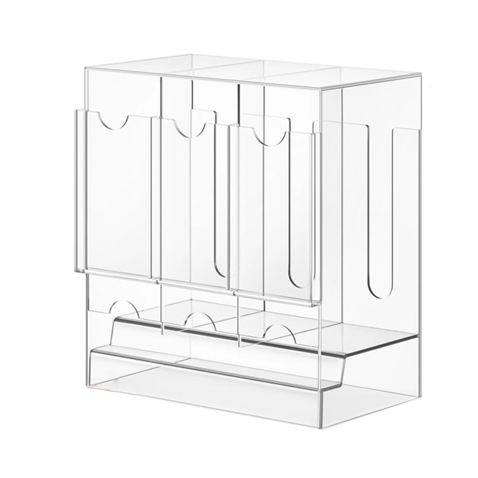 Acrylic Card Dispenser 3-Slot Transparent Organizer With Supplementary Package Transparent With Visible Interior