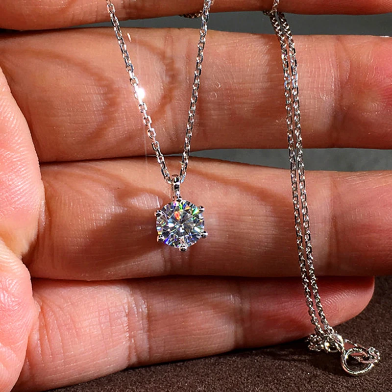 Huitan Luxury 6 Claw Cubic Zirconia Pendant Necklace for Women Simple Elegant Female Accessories Wedding Trend Statement Jewelry