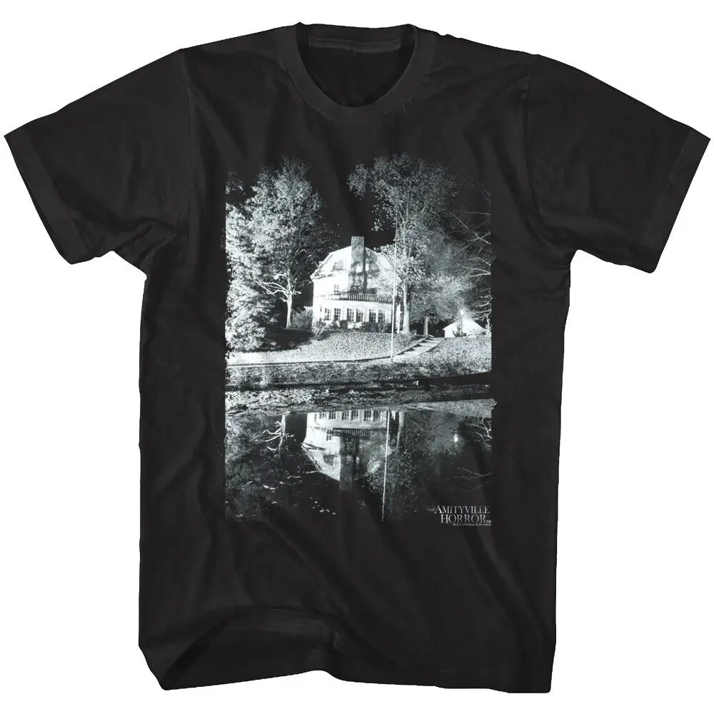 Amityville Horror Movie Haunted House Lake Reflection Men's T Shirt Good Night