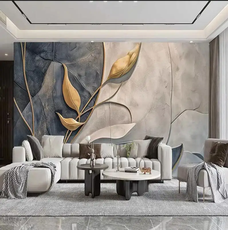 Custom Photo wallpaper Modern Advanced Gray Gold Flower mural Bedroom Living Room TV Sofa Backrgound Home Decor Wall Paper