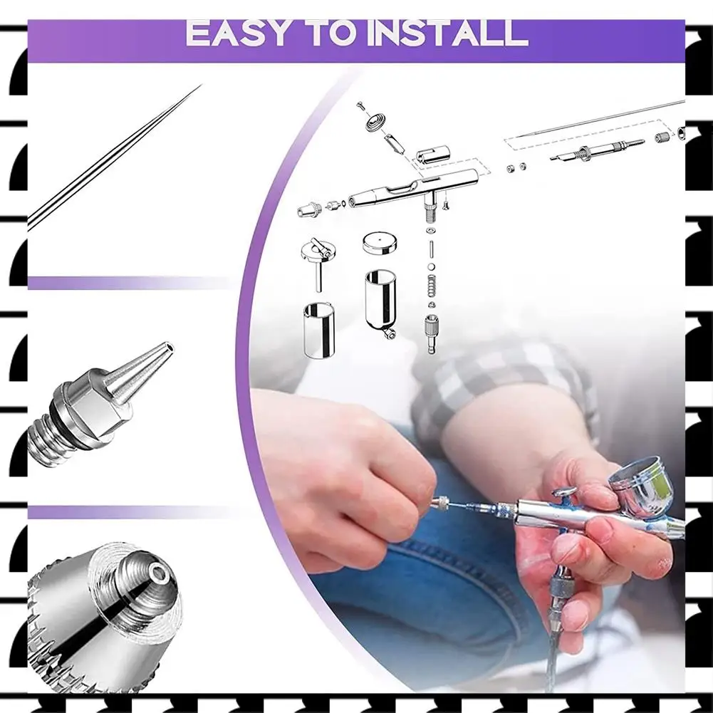 

A44U Airbrush Cleaning Kit Airbrush Nozzle Cap Kit And Airbrush Needle Parts Airbrush Sprayer Accessories 0.2/0.3/0.5 Mm