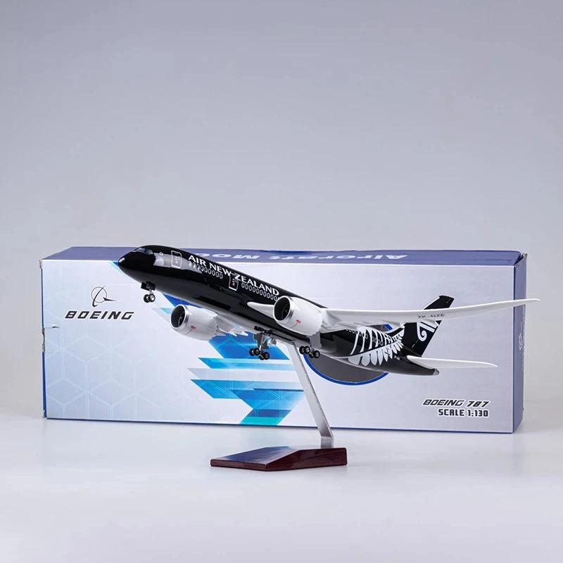 New Zealand Airlines Modelo com Luz e Roda Landing Gear, 47cm, 787, B787, Newzealand Aviões, Plástico fundido, Resina, Avião Brinquedo