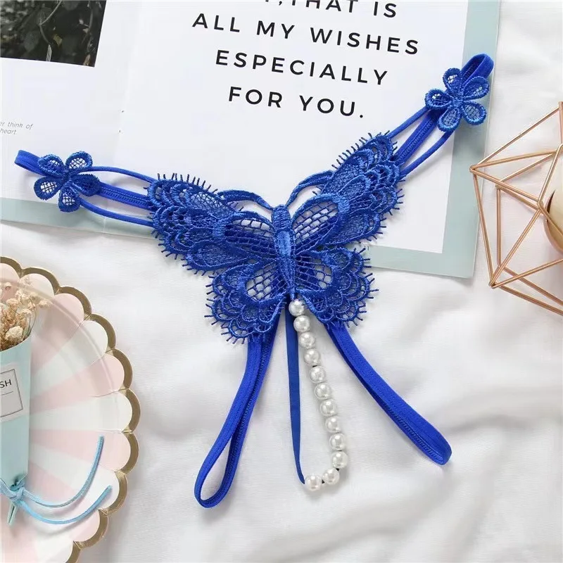 GUUOAT Sexy Woman Lingerie Exotic Costume Thong Transparent Open Crotch Pearl Massage Underwear and Hollow Out No Take off Brief