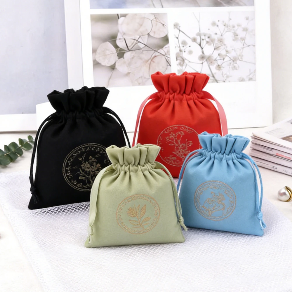 

50Pcs Custom Logo Pink Velvet Drawstring Pouch Jewelry Bags Earring Necklace Lipstick Storage Pouches Luxury Packing Flannel Bag