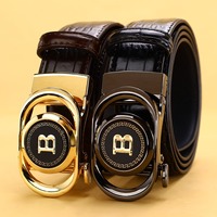 Men's Sleek Automatic Buckle Belt - Genuine FauxwithTextured Square Pattern, Black, Simple & Stylish DesignforCasual Attire