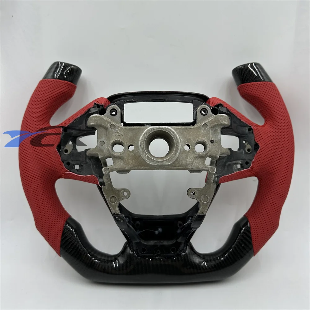 Steering Wheel For 2016 2017 2018 2019 2020 2021 Honda Civic Customized Carbon Fiber Red Leather car accessories