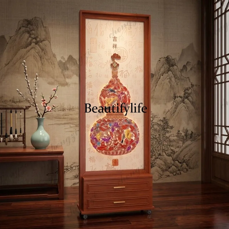 H134 gourd high-end solid wood screen partition removable office occlusion