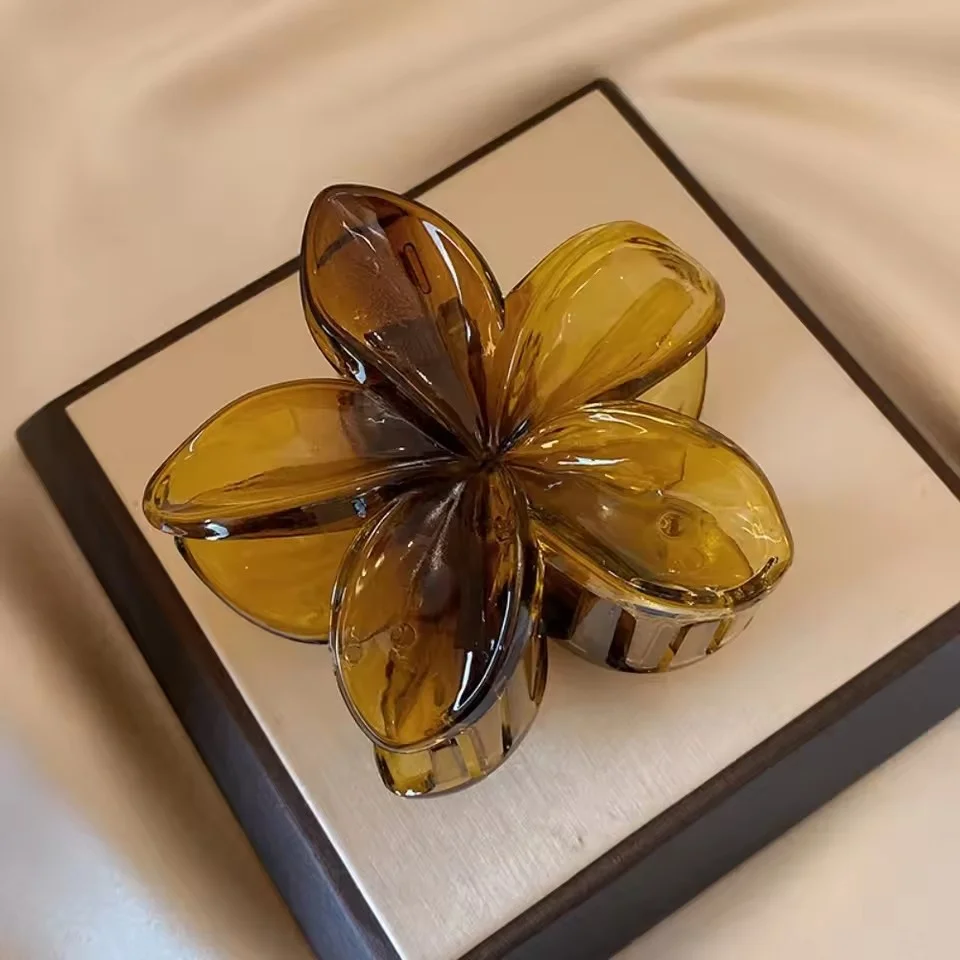 6 Stück Damen-Haarspangen im Meerjungfrau-Stil, Prinzessin, Ei, Blume, 20,3 cm, große Größe, braun, beige, Kopfbedeckung, täglicher Gebrauch, Pferdeschwanz, Hai-Clip – Detail 7