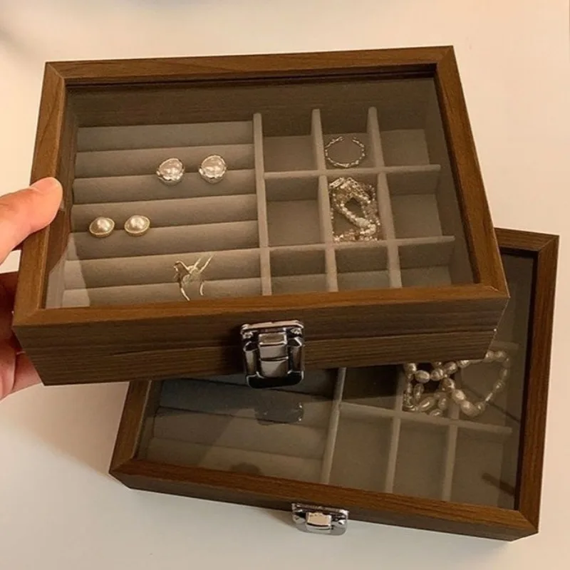 Retro Jewelry Organizer Box Portable Ring Storage Boxes Multifunctional Earring Display Case Luxury Jewelry Packaging Cases