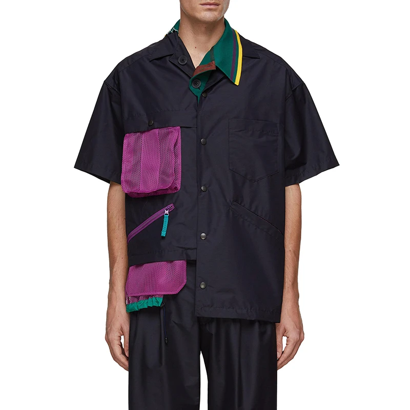 

Kolor Trendy Blue ort Sve Men's irt Summer Loose Fit Youth ular Casual irt with ket Irregular Hemline