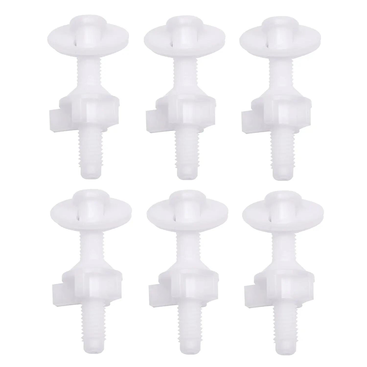 

3-Pack Universal Plastic Toilet Seat Hinge Bolt Screws Replacement Kit with Nuts and Washers for Top Mount Hinges, White
