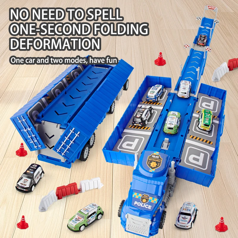 Large Container Car Deformation Folding Rail Car Children's Storage Car Toy Ejection Car Boy Birthday Gift June 1 Children's Day