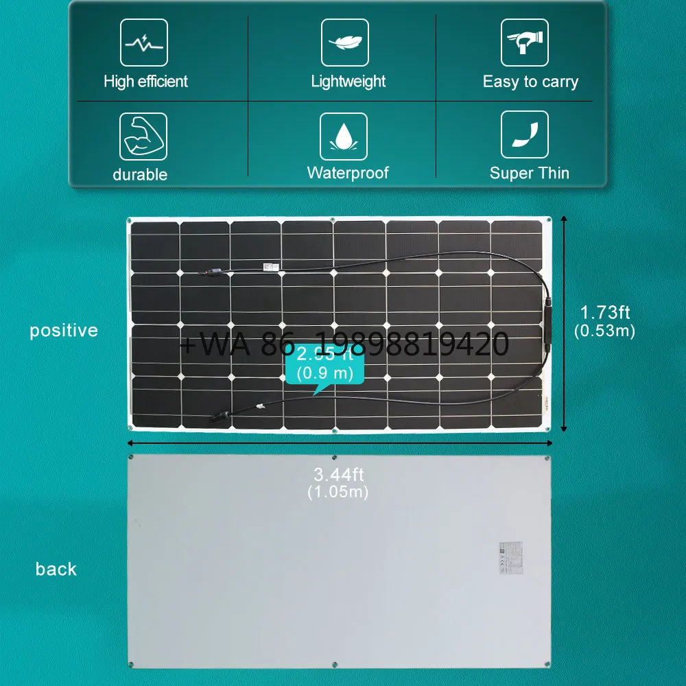 Factory Direct Supply  500w PET Etfe Mono Flexible Solar Panel Kit for Camping