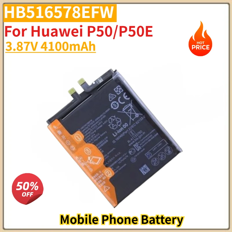 HB516578EFW High Quality Phone Battery 3.87V 4100mAh For Huawei P50/P50E Brand New Replacement Battery
