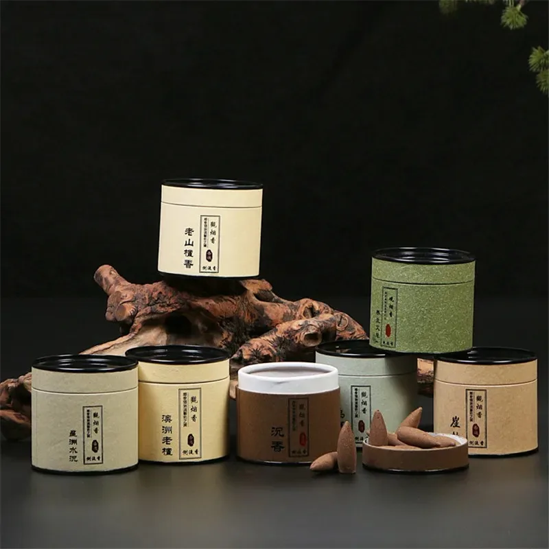 1 caixa de cones de incenso de refluxo de sândalo natural artesanal cones de madeira de agar ajuda a dormir incenso de absinto afastar mosquitos