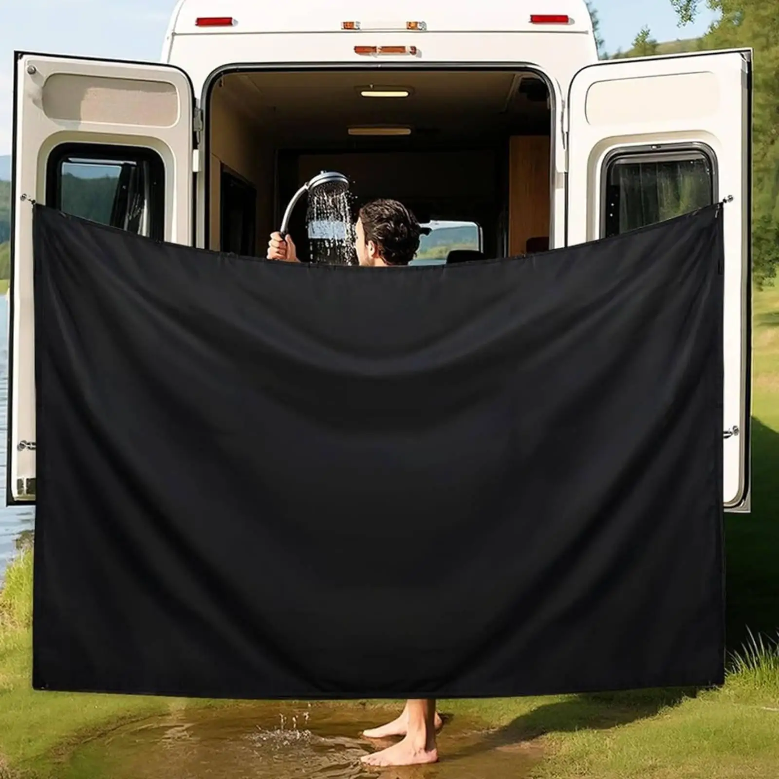 Curtain Light Blocking Car Blackout Curtain Draping Material for Vehicle Interior, Mesh-Covered Opening