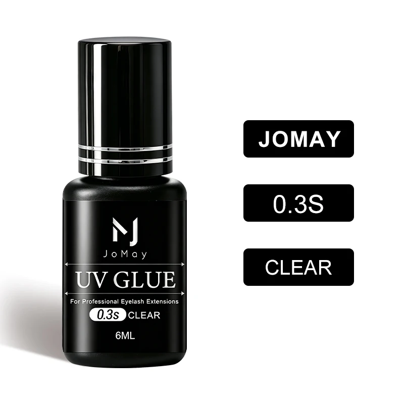 JOMAY Nowy klej UV do rzęs 0.3S Super Szybki Klej do Przedłużania Rzęs 6ml Przezroczysty Czarny Fioletowy Klej UV — 2