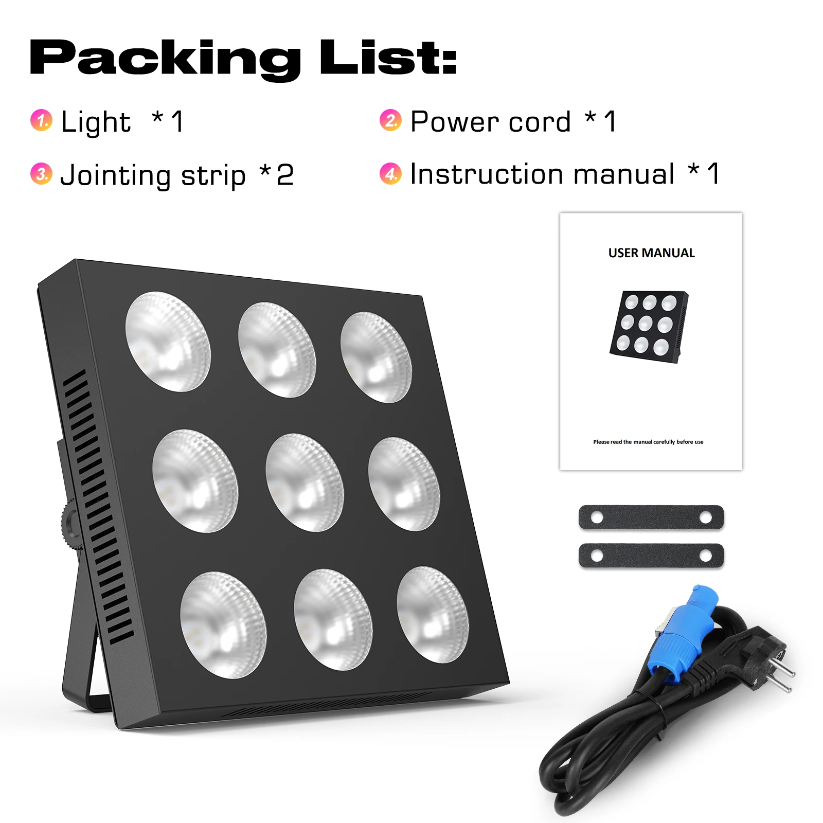 U\'King 9-Eye COB Matrix Par Lights 9X12W RGBW LEDs DMX Stage Lights Party Lights For DJ Concert Party Wedding Nightclub Dance