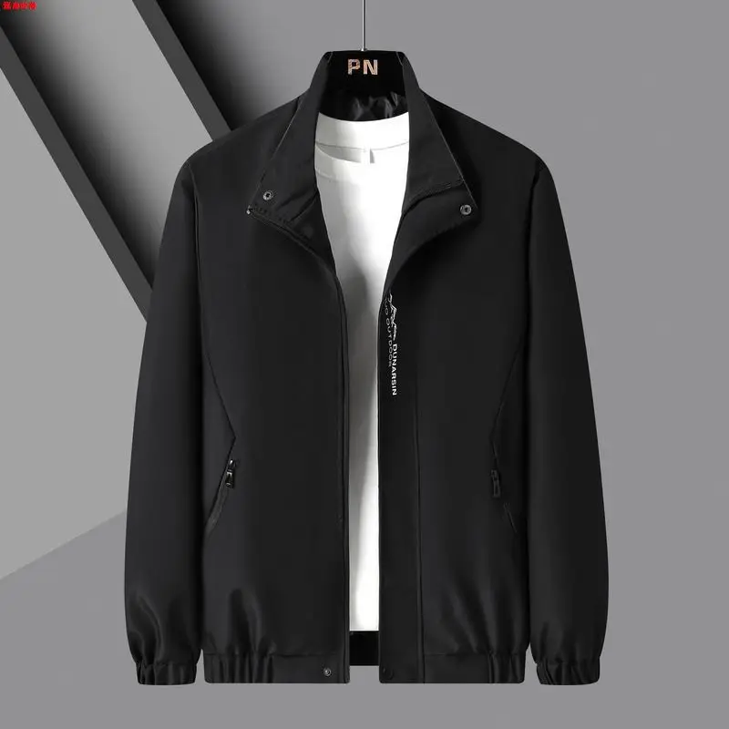 Faionable ربيع الخريف الرجال Jaet رقيقة عارضة Busin Sle ort طول الوقوف طوق القطن مزيج ملابس خارجية #5