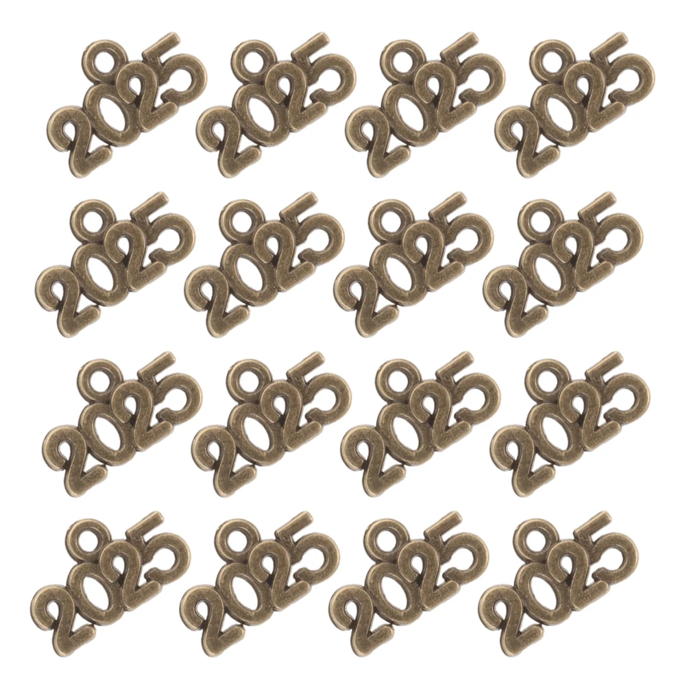 

50 Pcs Alloy Jewelry Accessories 2025 Number Charms Summer Year for Diy Necklace