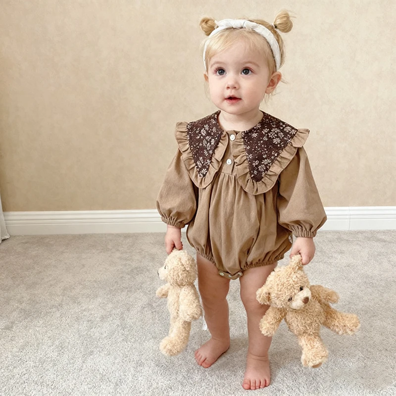 Autumn Newborn Clothes Kids Baby Girls Sweet Embroidery Princess Rompers 0-24M Long Sleeve Infant New Baby Girls Rompers Clothes