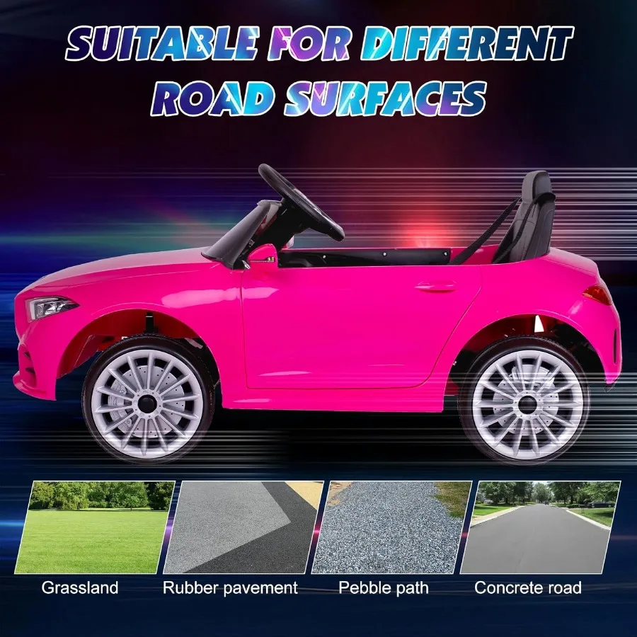 12V Ride On Car with 2.4G Remote ControlBattery Powered Electric Car Ride On Vehicle Double Doors 5 Point Safety Belt LED Light