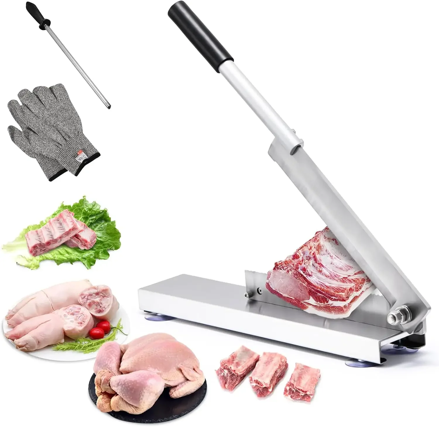 Manual Meat Bone Cutter Rib Slicer with 14 Inch Long Knife | Chicken Chopper Rib Cutter, Heavy Duty, Bone Slicer for Chicken Pig
