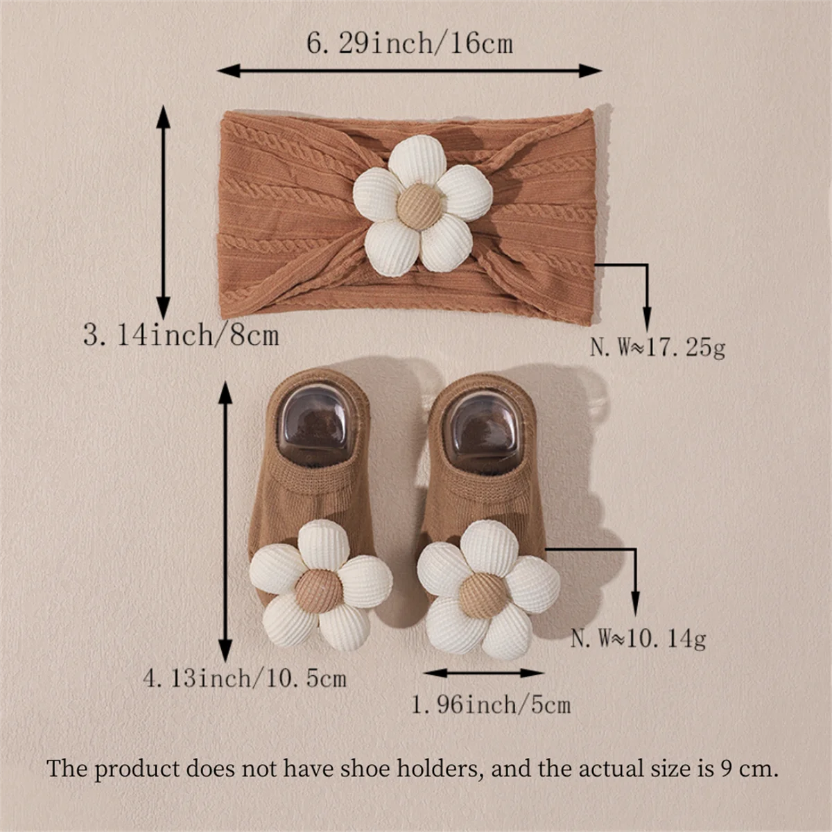 2Pcs Flower Baby Headband Socks Set Soft Nylon Hairband for Newborn Girl Elastic Floral Turban Short Sock Infant Headwear image 4