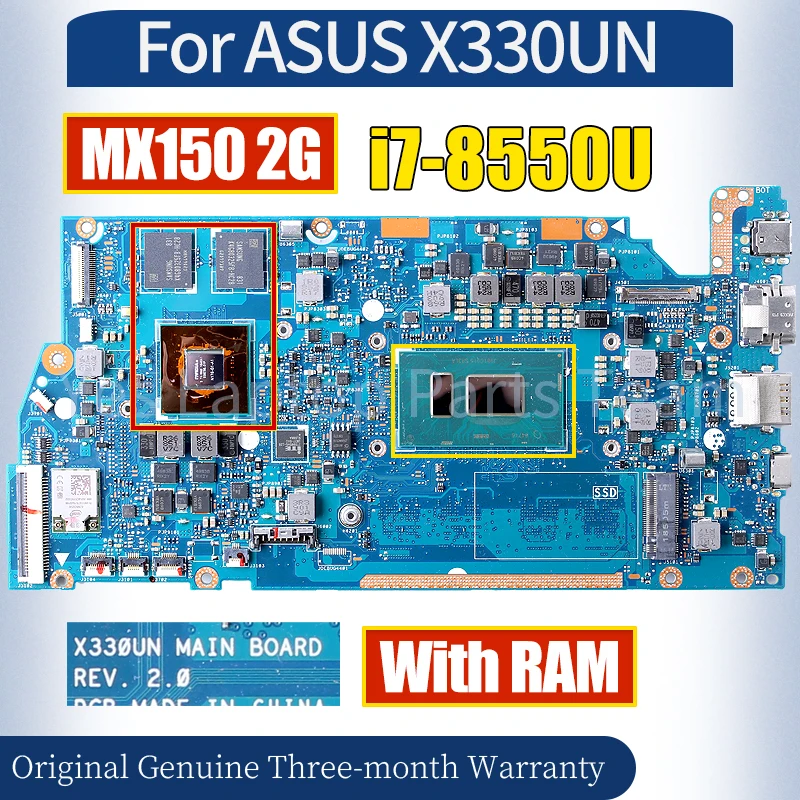 REV.2.0 For ASUS X330UN Laptop Mainboard i7-8550U MX150 With RAM 60NB0JD0-MB2100 100％ Tested Notebook Motherboard