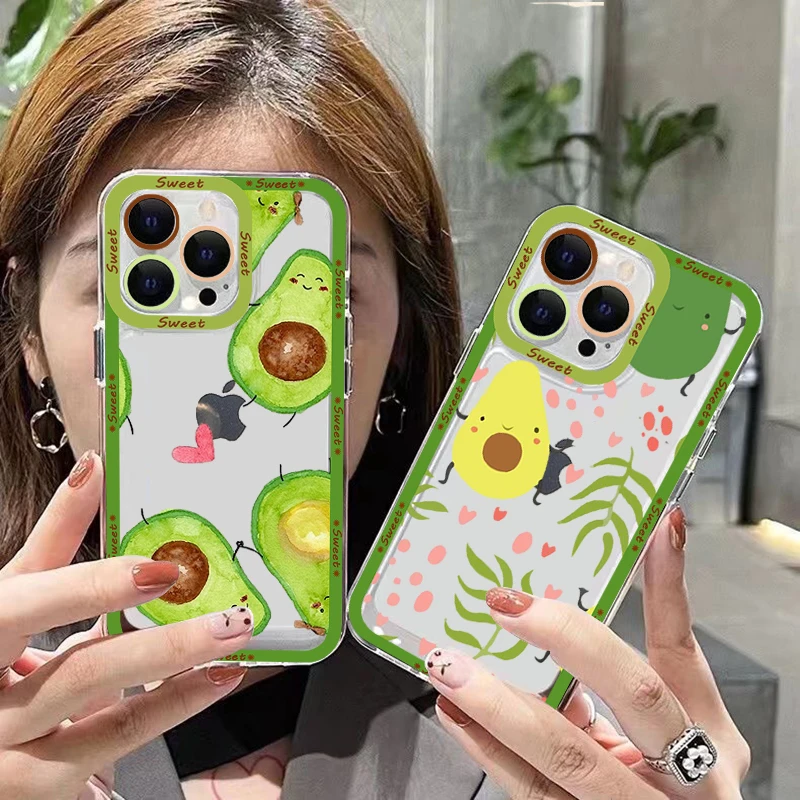 

Cute Cartoon Fruit Avocado Phone Case For 14 Pro 14 Pro Max iPhone 11 12 13 Mini Pro Max Case shell